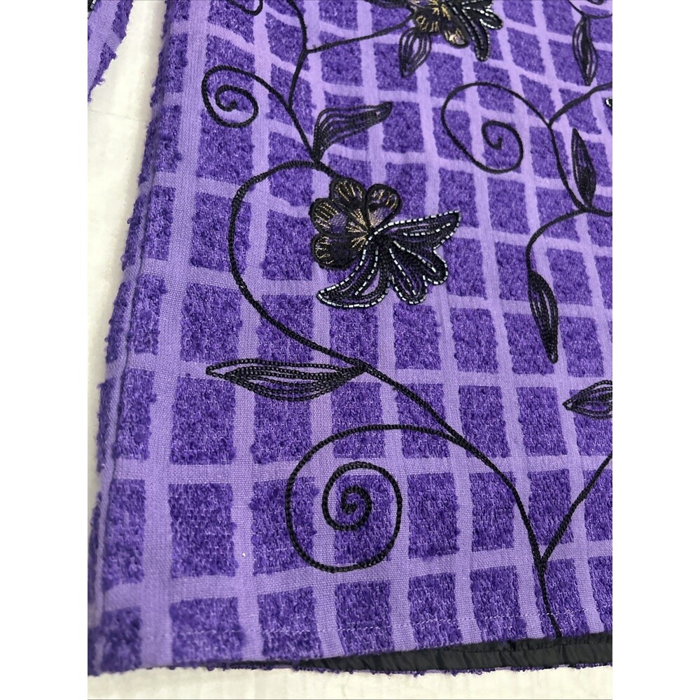 Vintage Alex Kim Women’s purple Button  Jacket, Beaded Embroidered Flowers Sz 1X - Picture 10 of 16